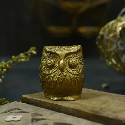 Vastu Feng Shui Antique Brass Owl For Home Decor