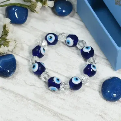 Feng Shui Turkish Evil Eye And Diamond Cut Clear Quartz