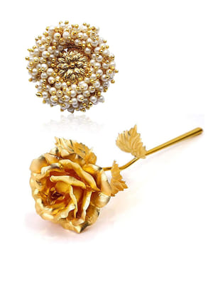 Valentine YouBella Jewellery Combo of Gold Plated Rose Flower and Charm Bangle Bracelet for Girls/Women
