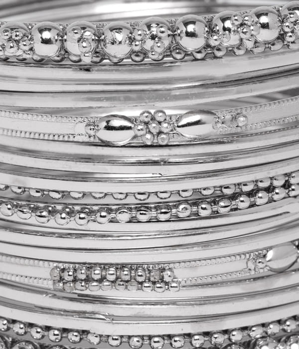 YouBella Set of 20 Silver-Plated Beaded Bangles