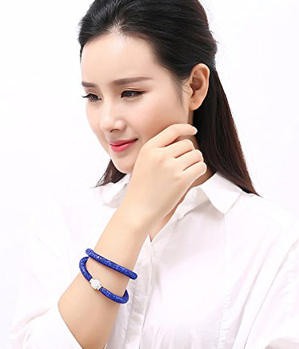 Best Valentine Gifts : YouBella Jewellery Stardust Crystal Bangle Bracelet Cum Necklace for Women and Girls (Blue)