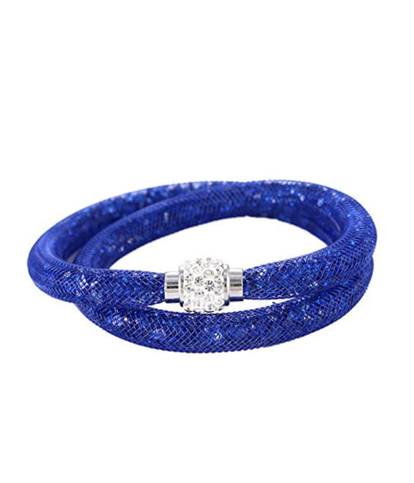 Best Valentine Gifts : YouBella Jewellery Stardust Crystal Bangle Bracelet Cum Necklace for Women and Girls (Blue)