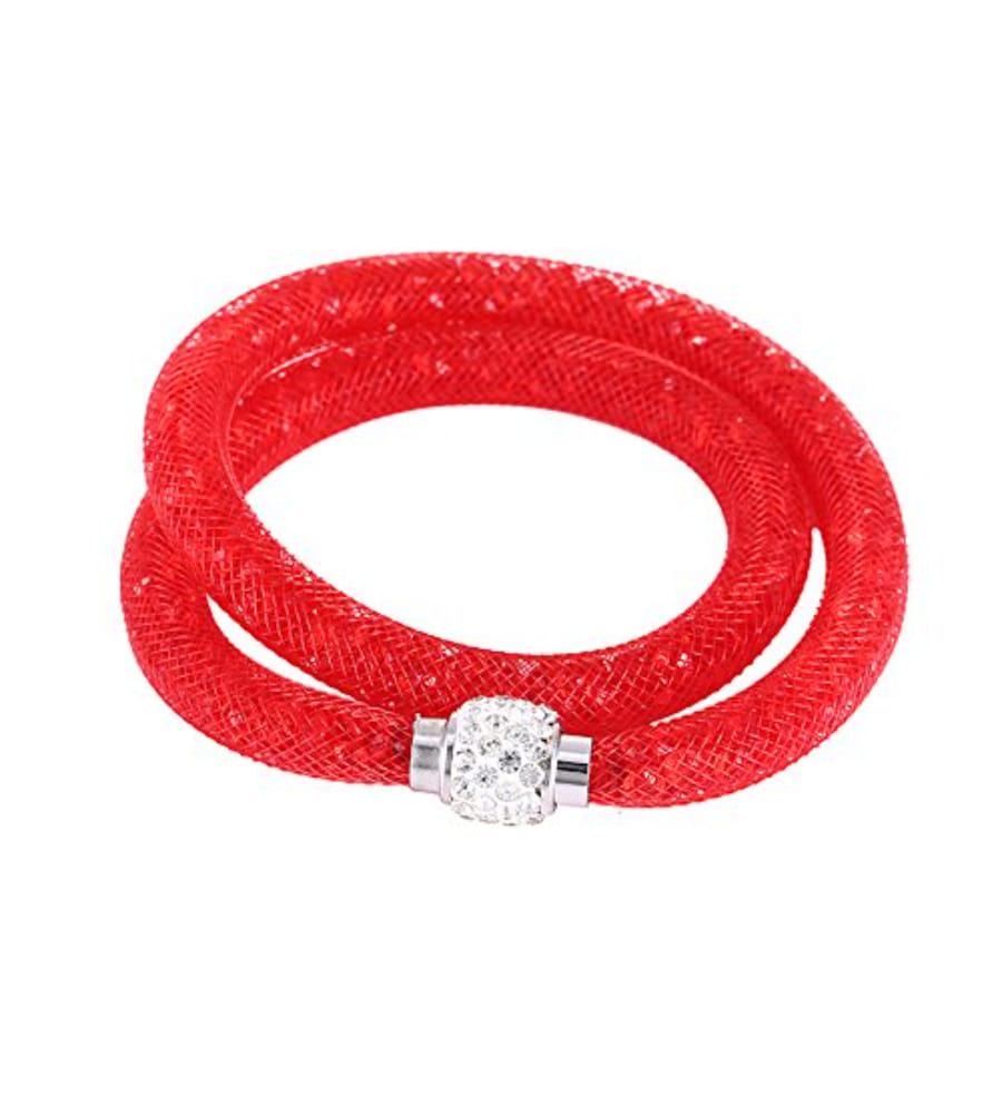 Best Valentine Gifts : YouBella Jewellery Stardust Crystal Bangle Bracelet Cum Necklace for Women and Girls (Red)