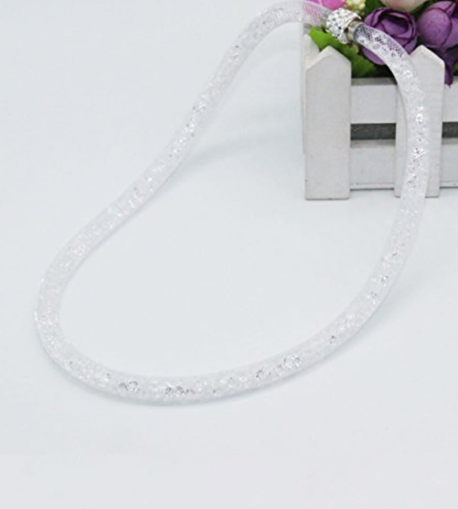 Best Valentine Gifts : YouBella Jewellery Stardust Crystal Bangle Bracelet Cum Necklace for Women and Girls (White)