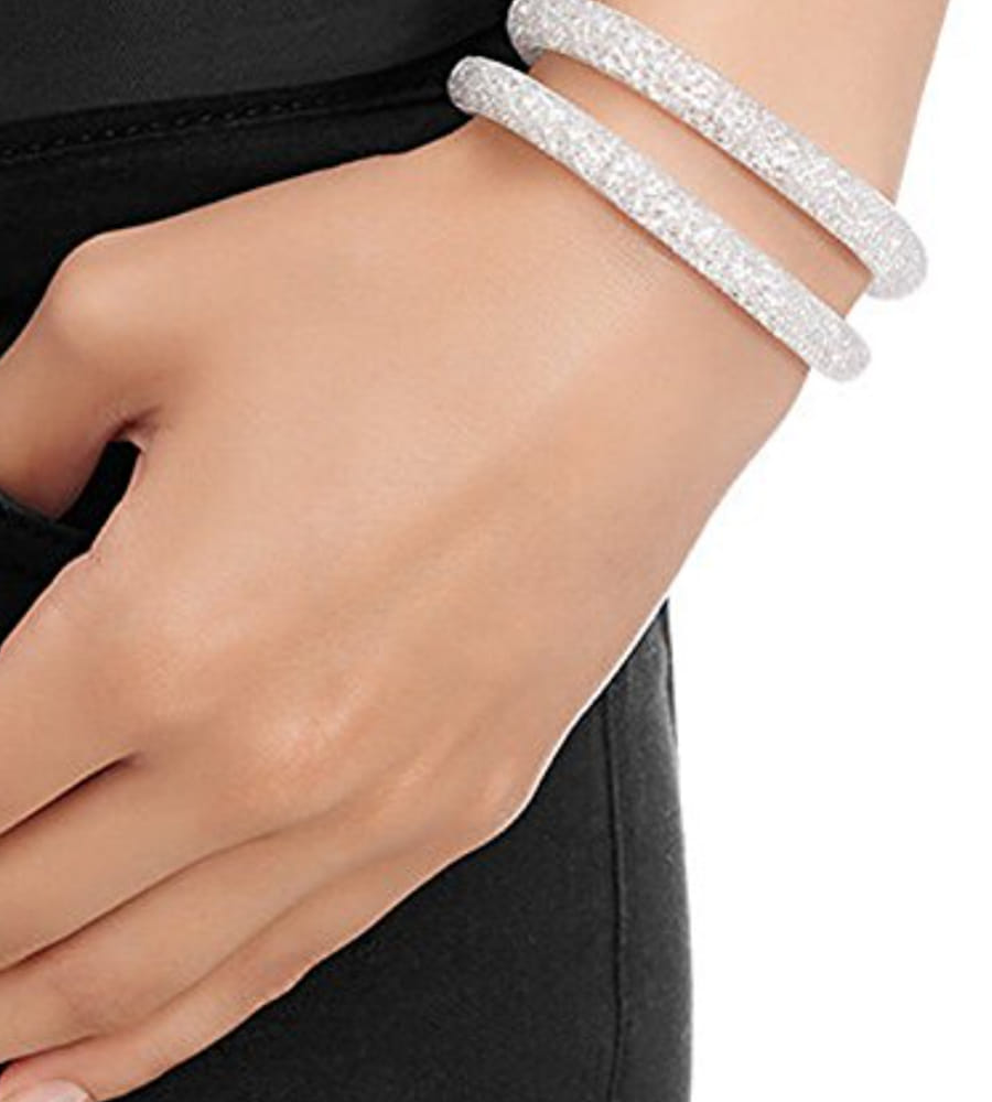 Best Valentine Gifts : YouBella Jewellery Stardust Crystal Bangle Bracelet Cum Necklace for Women and Girls (White)