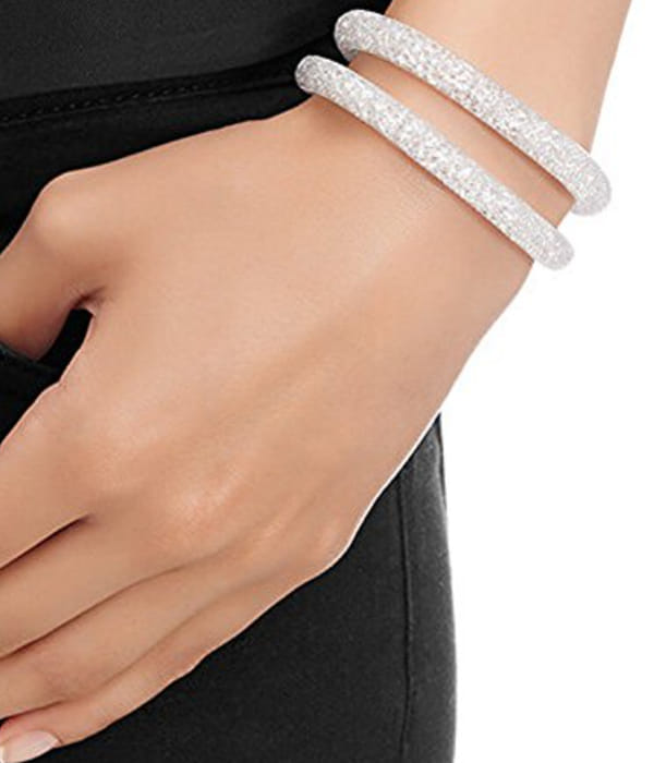 Best Valentine Gifts : YouBella Jewellery Stardust Crystal Bangle Bracelet Cum Necklace for Women and Girls (White)