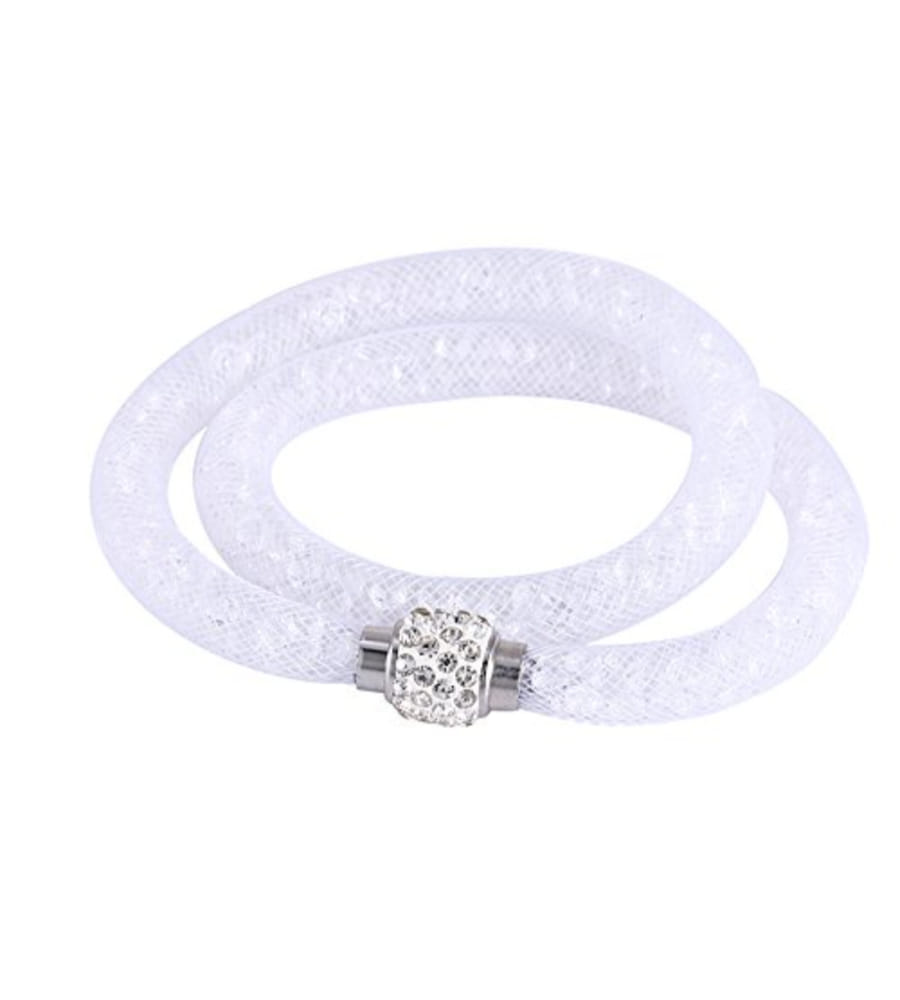 Best Valentine Gifts : YouBella Jewellery Stardust Crystal Bangle Bracelet Cum Necklace for Women and Girls (White)