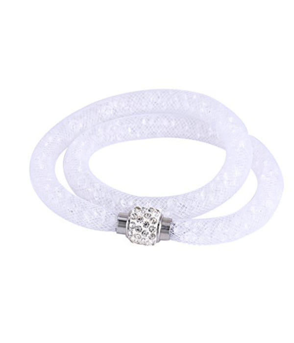 Best Valentine Gifts : YouBella Jewellery Stardust Crystal Bangle Bracelet Cum Necklace for Women and Girls (White)