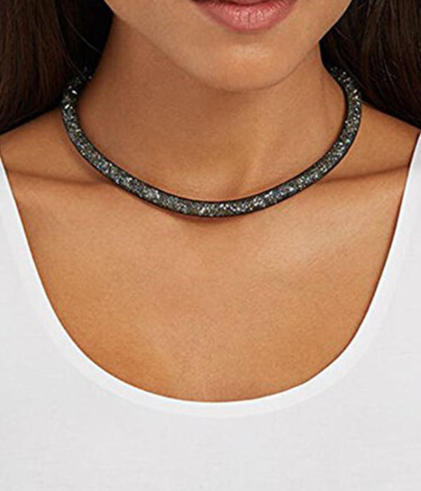 Best Valentine Gifts : YouBella Jewellery Stardust Crystal Bangle Bracelet Cum Necklace for Women and Girls (Black)
