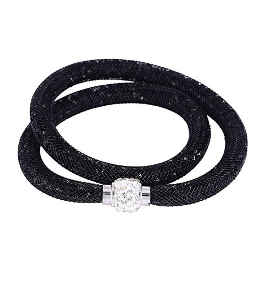 Best Valentine Gifts : YouBella Jewellery Stardust Crystal Bangle Bracelet Cum Necklace for Women and Girls (Black)