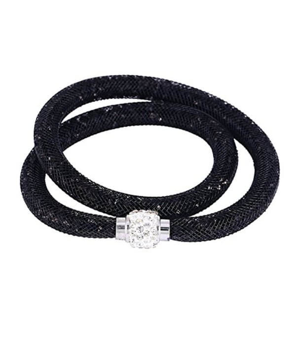 Best Valentine Gifts : YouBella Jewellery Stardust Crystal Bangle Bracelet Cum Necklace for Women and Girls (Black)