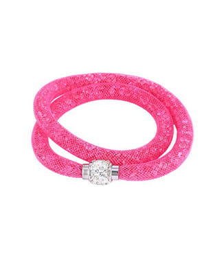 Best Valentine Gifts : YouBella Jewellery Stardust Crystal Bangle Bracelet Cum Necklace for Women and Girls (Pink)