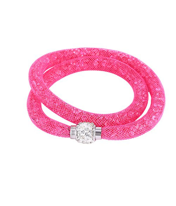 Best Valentine Gifts : YouBella Jewellery Stardust Crystal Bangle Bracelet Cum Necklace for Women and Girls (Pink)