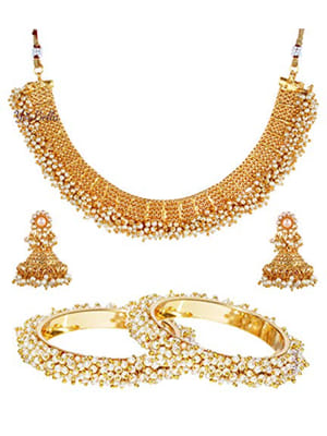 Best Valentine Gift : YouBella Jewellery Valentine Collection Combo of Bangle and Neckalce Set for Girls and Women (2.8)