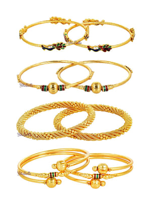 Valentine Gifts : YouBella Gold Plated Bangles Combo of 4 Bangles Jewellery for Girls/Women (2.4)