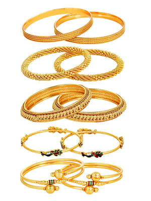 Valentine Gifts : YouBella Gold Plated Bangles Combo of 5 Bangles Jewellery for Girls/Women (2.4)