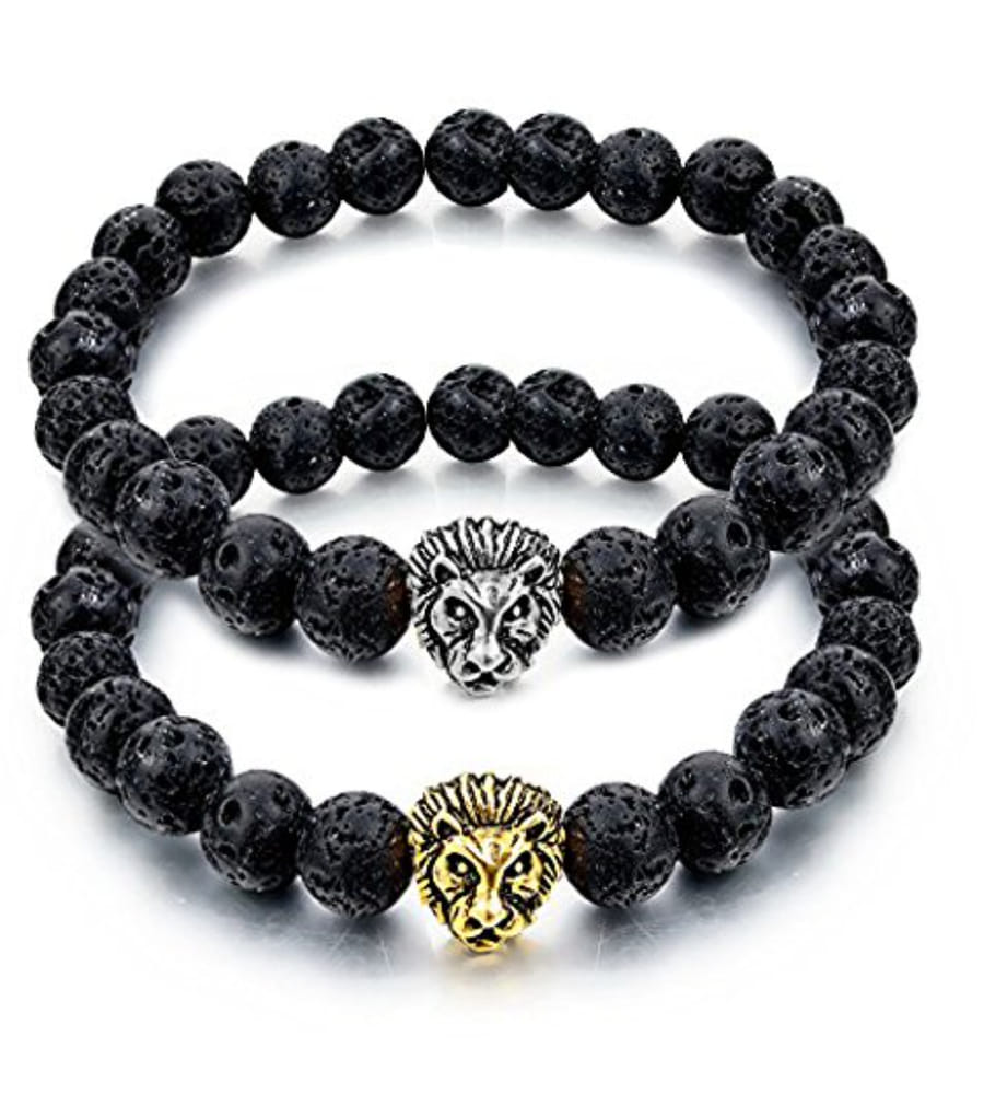 YouBella Fashion Jewellery Natural Healing Stones Divine Black Beads for Men and Women (Pack of 2)