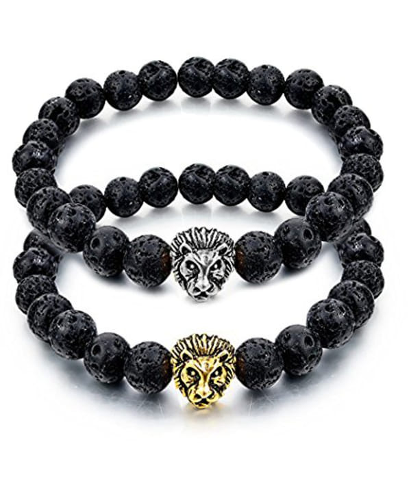 YouBella Fashion Jewellery Natural Healing Stones Divine Black Beads for Men and Women (Pack of 2)