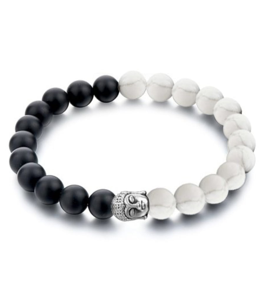 YouBella Fashion Jewellery Natural Healing Stones Divine Black and White Beads Daily Fancy Stylish Couple Bracelet for Men/Women/Boys/Girls
