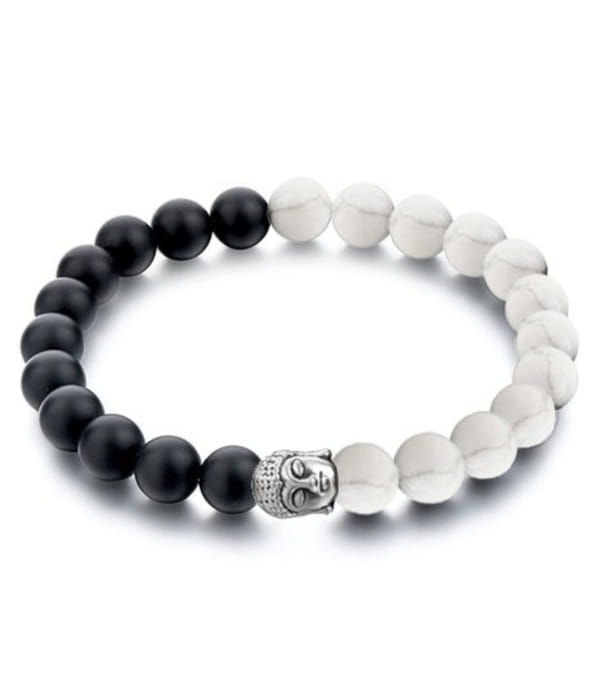 YouBella Fashion Jewellery Natural Healing Stones Divine Black and White Beads Daily Fancy Stylish Couple Bracelet for Men/Women/Boys/Girls