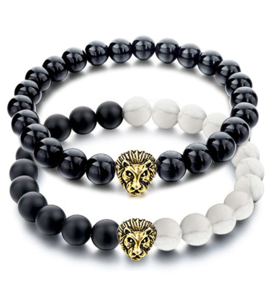 YouBella Fashion Jewellery Natural Healing Stones Divine Black and White Beads Daily Fancy Stylish Couple Bracelet for Men/Women/Boys/Girls