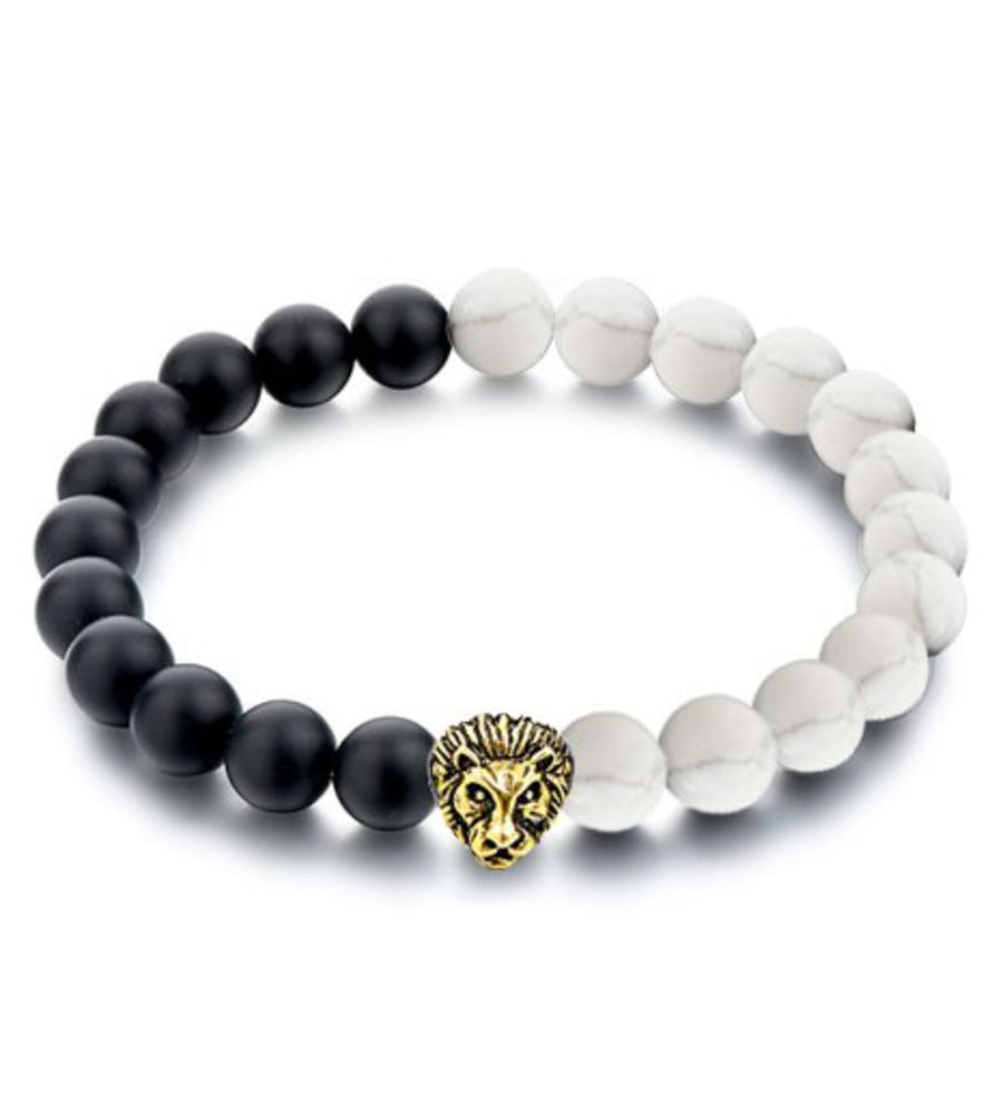 YouBella Fashion Jewellery Natural Healing Stones Divine Black and White Beads Daily Fancy Stylish Couple Bracelet for Men/Women/Boys/Girls