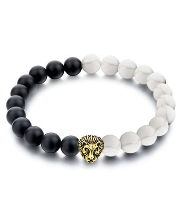 YouBella Fashion Jewellery Natural Healing Stones Divine Black and White Beads Daily Fancy Stylish Couple Bracelet for Men/Women/Boys/Girls
