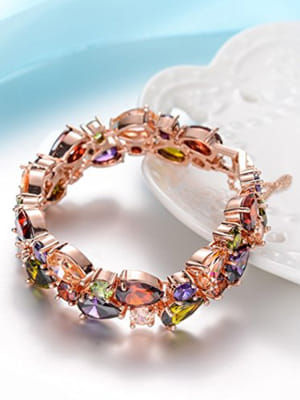 YouBella Zircon Rose Gold Crystal Bracelet Bangle for Women