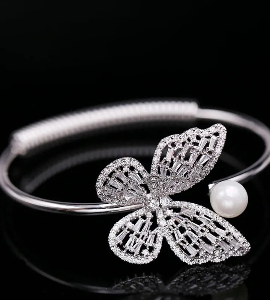 YouBella Jewellery for Women Stylish Celebrity Inspired Crystal Butterfly Shaped Bracelets for Women and Girls