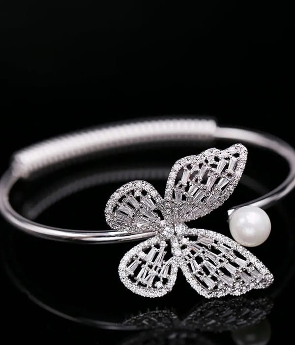YouBella Jewellery for Women Stylish Celebrity Inspired Crystal Butterfly Shaped Bracelets for Women and Girls