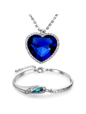 Valentine Gifts : YouBella Jewellery Valentine Collection Crystal Combo of Love Heart Pendant Necklace Set and Bangle Bracelet for Girls and Women