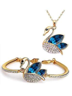 Valentine Gifts : YouBella Jewellery Valentine Collection Crystal Combo of Pendant Necklace Set and Bangle Bracelet for Girls and Women