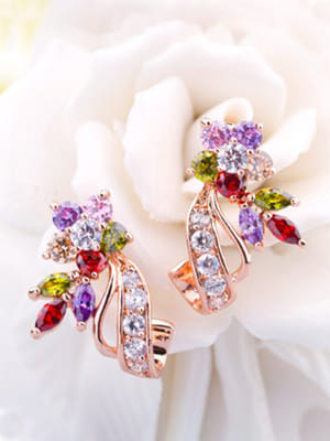 Best Valentine Gifts : YouBella Gracias Collection Swiss Zircon Jewellery Rainbow colors Exquisite Rose Gold Plated Earrings for Women and Girls