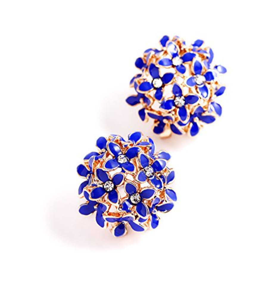Valentine Gifts : YouBella Jewellery Presents Gracias Collection Floral Earrings for Girls and Women (Dark Blue)