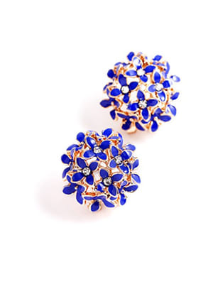 Valentine Gifts : YouBella Jewellery Presents Gracias Collection Floral Earrings for Girls and Women (Dark Blue)