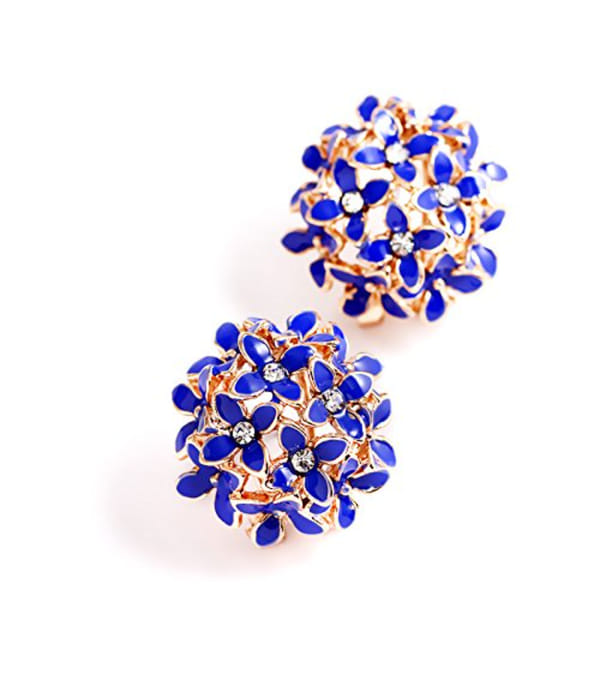 Valentine Gifts : YouBella Jewellery Presents Gracias Collection Floral Earrings for Girls and Women (Dark Blue)