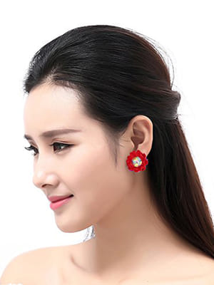 Valentine Gifts : YouBella Jewellery Presents Gracias Collection Floral Earrings for Girls and Women (Red)