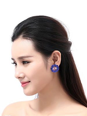 Valentine Gifts : YouBella Jewellery Presents Gracias Collection Floral Earrings for Girls and Women (Dark Blue)