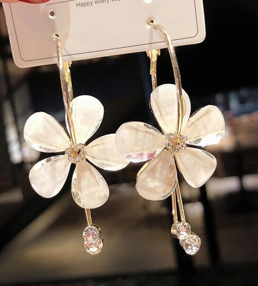 YouBella Gold Plated Drop Earrings for Women (Off-White)(YBEAR_31191)