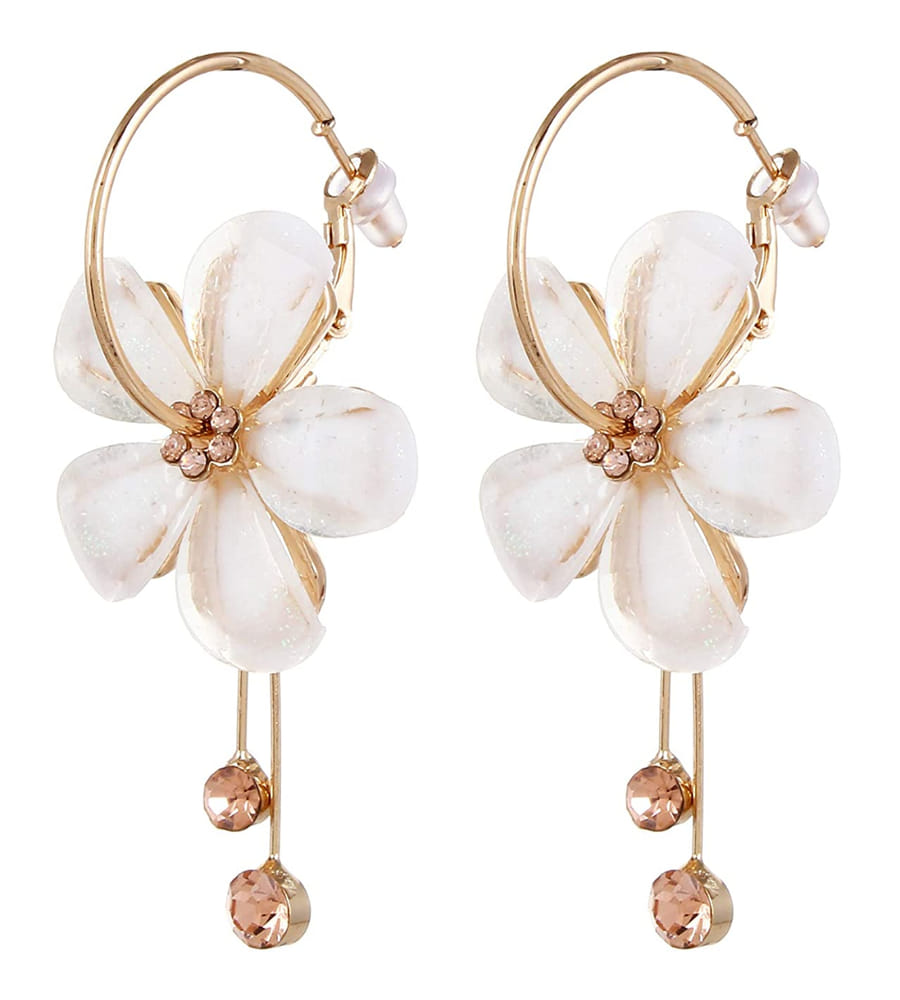 YouBella Gold Plated Drop Earrings for Women (Off-White)(YBEAR_31191)