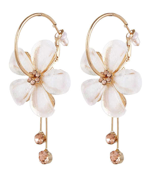 YouBella Gold Plated Drop Earrings for Women (Off-White)(YBEAR_31191)