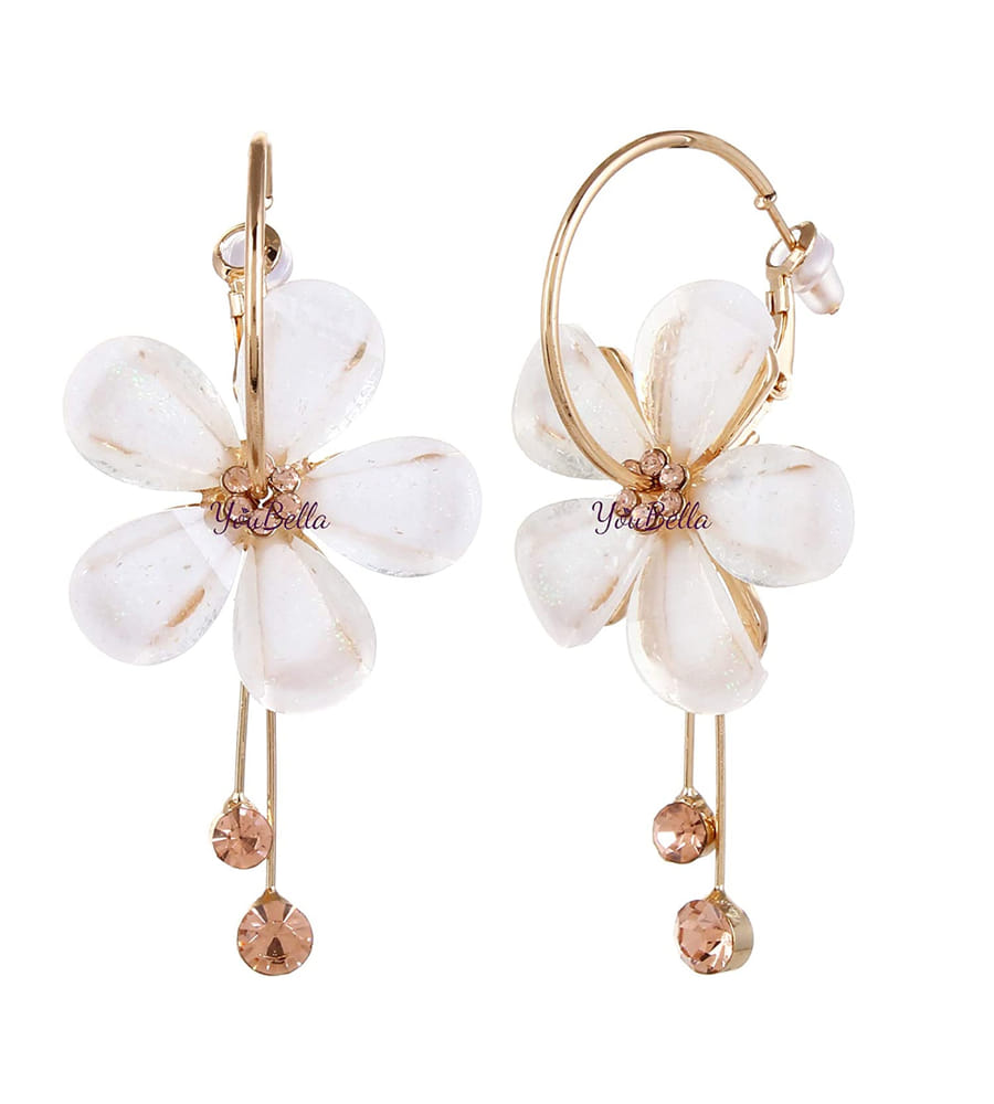 YouBella Gold Plated Drop Earrings for Women (Off-White)(YBEAR_31191)