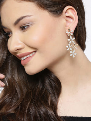 Valentine Gifts : YouBella Jewellery Gold Plated Earrings for Girls and Women (Golden-White)
