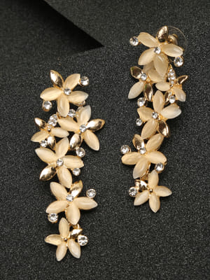 Valentine Gifts : YouBella Jewellery Designer Hanging Earrings for Girls and Women (Golden-White)