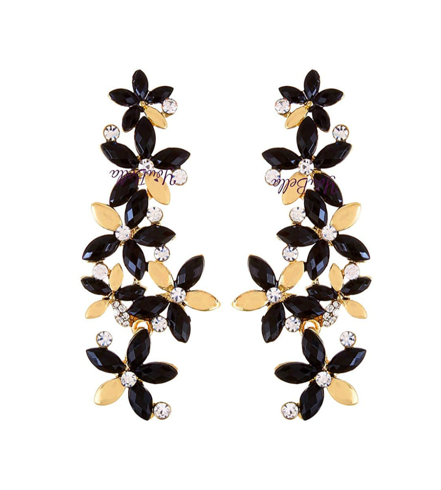 Valentine Gifts : YouBella Jewellery Designer Hanging Fancy Party Wear Earrings for Girls and Women (Golden-Black)