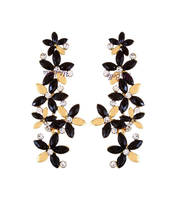 Valentine Gifts : YouBella Jewellery Designer Hanging Fancy Party Wear Earrings for Girls and Women (Golden-Black)