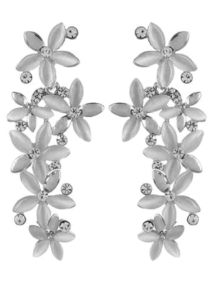 Valentine Gifts : YouBella Jewellery Designer Hanging Fancy Party Wear Earrings for Girls and Women (Silver-White)