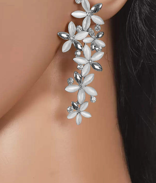Valentine Gifts : YouBella Jewellery Designer Hanging Earrings for Girls and Women (Silver-White)