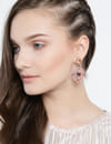 YouBella Pink  Peach-Coloured Stone-Studded Drop Earrings