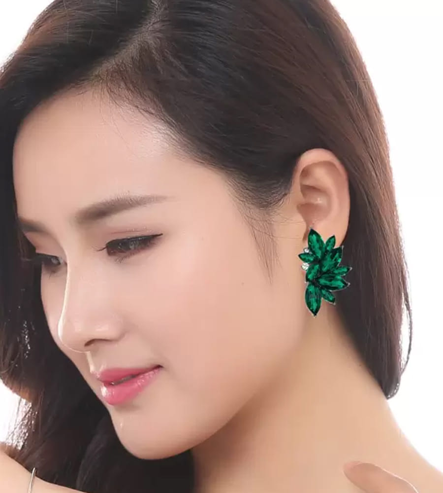 Valentine Gifts : YouBella Fashion Jewellery Stylish Fancy Party Wear Earrings for Girls and Women (Green)